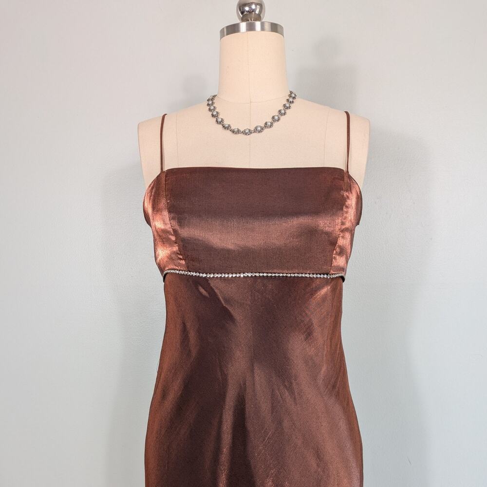 Vintage Night Way Prom Dress Maxi Gown 8 Brown 90S Y2K Regency Grunge Princess - Picture 3 of 14